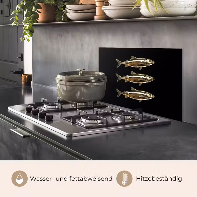 Vissen - Goud - Zwart keuken achterwand spatscherm klein -usp_DE