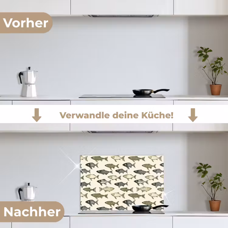Vissen - Klassiek - Groen keuken achterwand spatscherm klein 900 -voor_na_DE