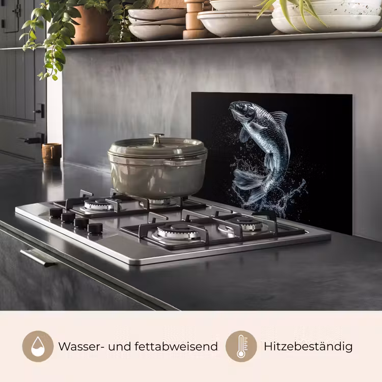 Vis - Koi - Zwart - Water keuken achterwand spatscherm klein -usp_DE