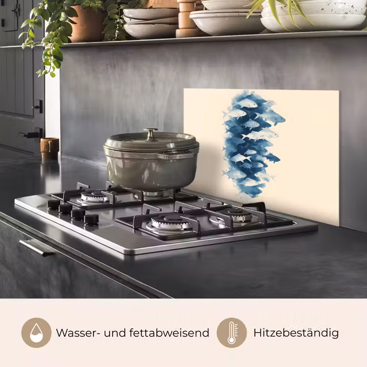 Vissen - Minimalistisch - Blauw keuken achterwand spatscherm klein -usp_DE