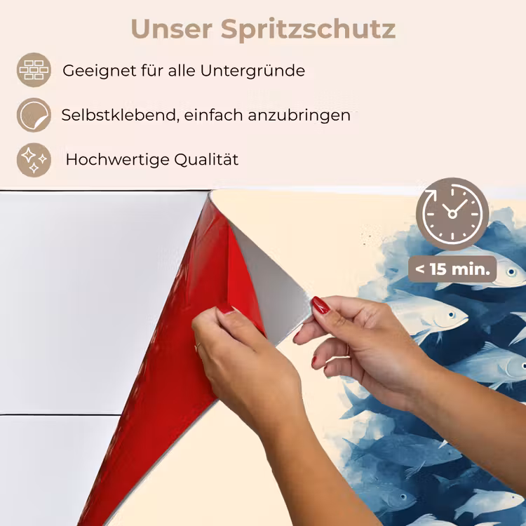 Vissen - Minimalistisch - Blauw keuken achterwand spatscherm klein -spatscherm_DE