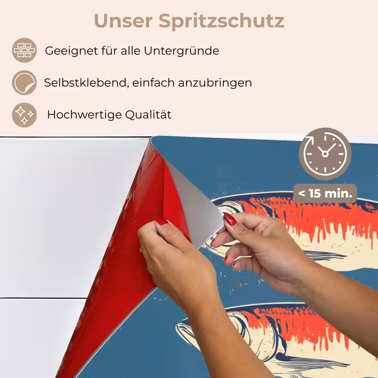 Vissen - Rood - Blauw keuken achterwand spatscherm klein -spatscherm_DE