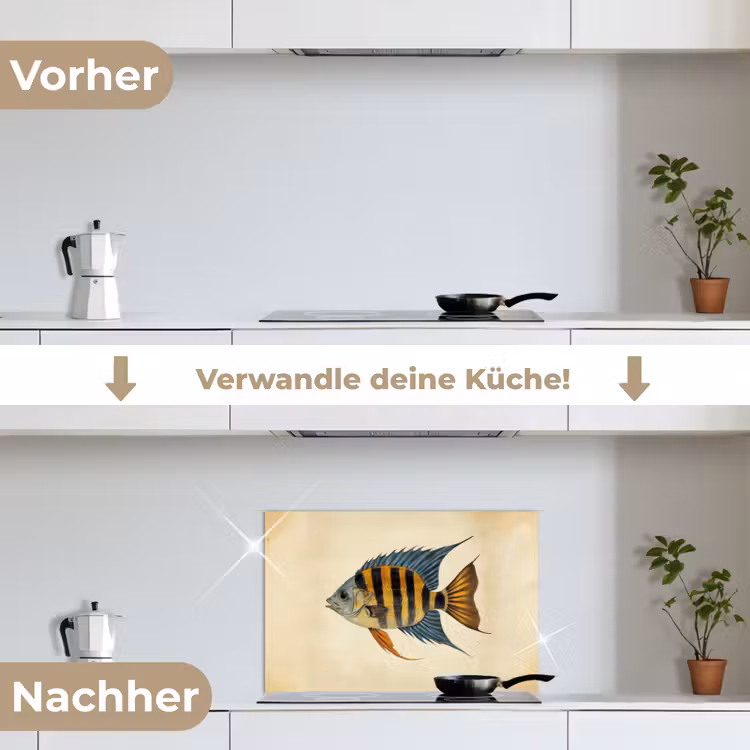 Vis - Tropisch - Strepen - Vinnen keuken achterwand spatscherm klein -voor_na_DE