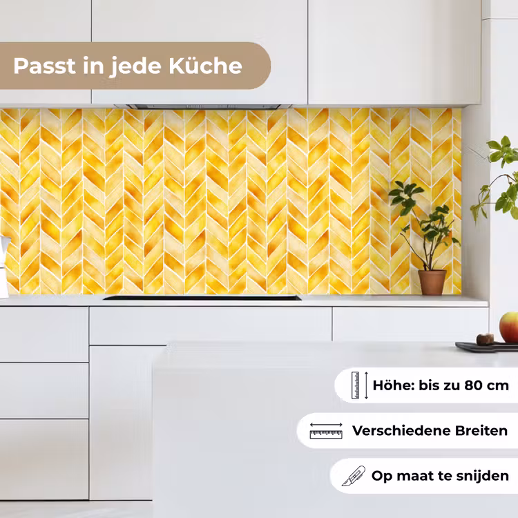 Visgraat - Aquarel - Patronen - Goudgeel keuken achterwand 2 middel 871 -sfeer4_DE