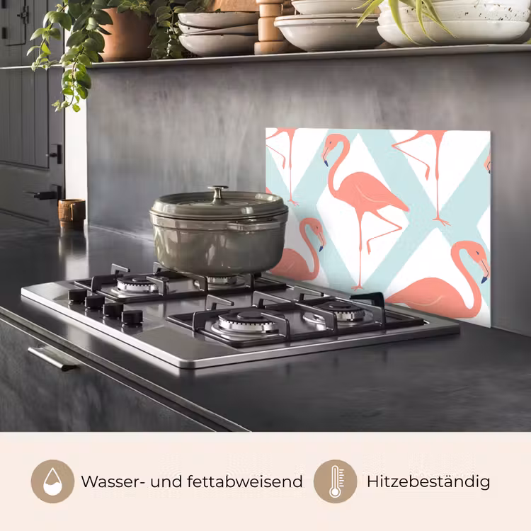 Flamingo - Mintgroen - Ruit keuken achterwand spatscherm klein 900 -usp_DE