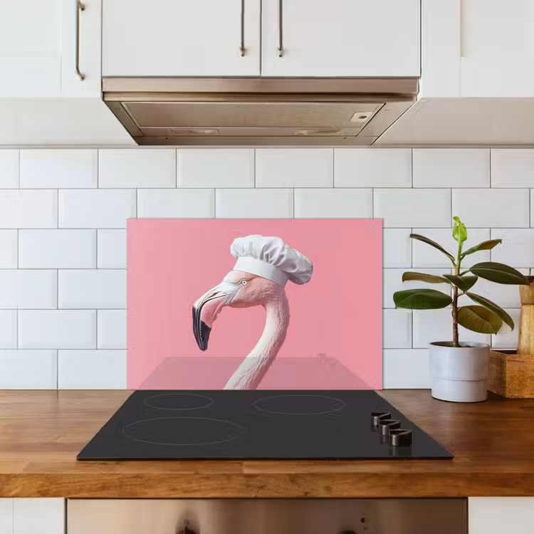 Flamingo - Roze - Koksmuts - Vogel keuken achterwand spatscherm klein -sfeer2