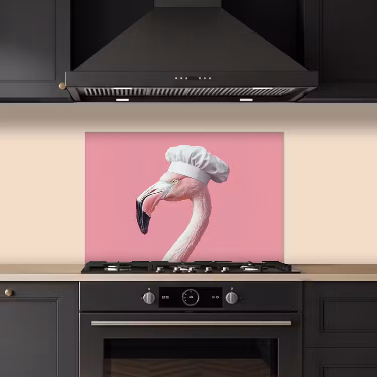Flamingo - Roze - Koksmuts - Vogel keuken achterwand spatscherm klein -sfeer1
