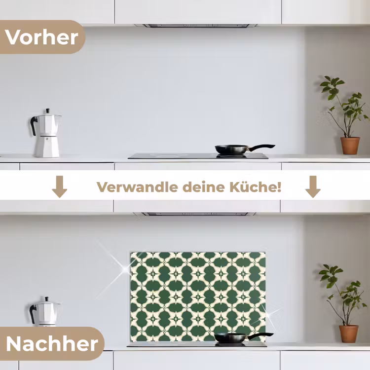 Tegel - Klassiek - Groen keuken achterwand spatscherm klein 900 -voor_na_DE