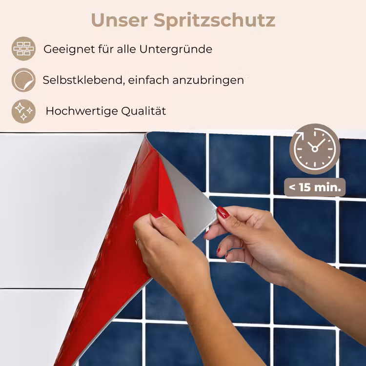 Tegel - Modern - Blauw keuken achterwand spatscherm klein 900 -spatscherm_DE