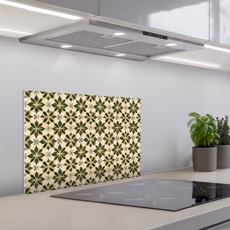 Tegel - Dessin - Groen keuken achterwand spatscherm klein 900 -3d_schuin