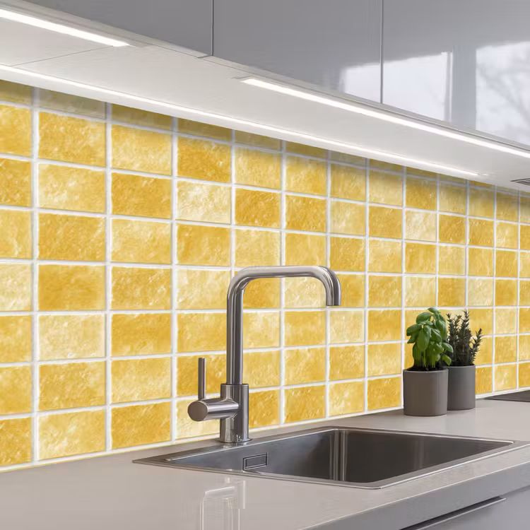 Tegels - Mozaïek - Textuur - Goudgeel keuken achterwand 2 middel 871 -3d_schuin
