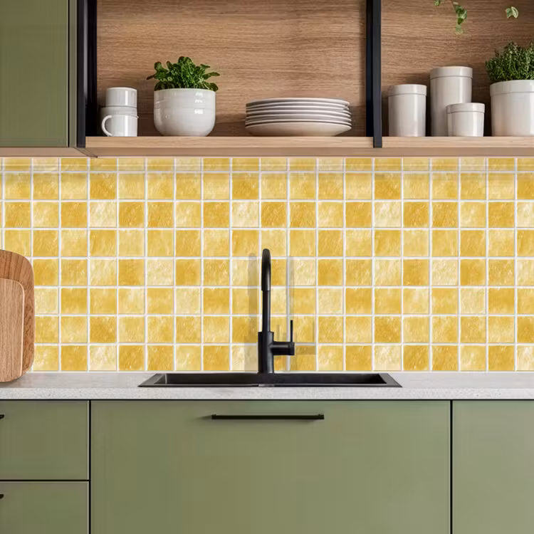 Tegels - Mozaïek - Textuur - Goudgeel keuken achterwand 2 middel 871 -sfeer3