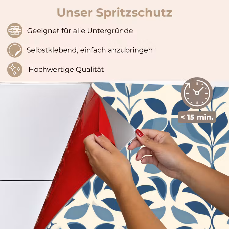 Flora - Modern - Blauw keuken achterwand spatscherm klein 900 -spatscherm_DE