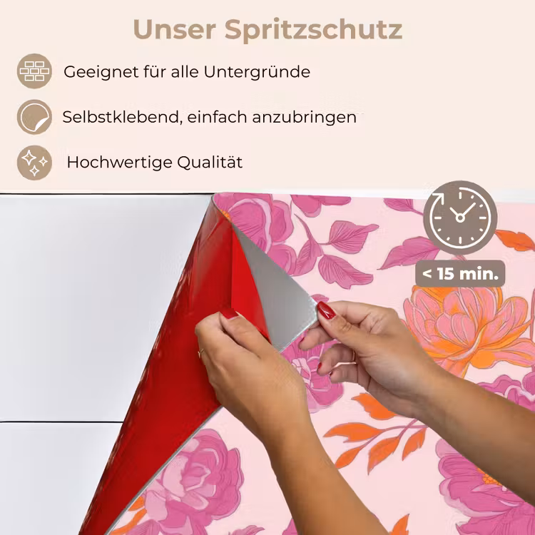 Bloemenpatroon - Roze - Oranje - Bloemen keuken achterwand spatscherm klein -spatscherm_DE