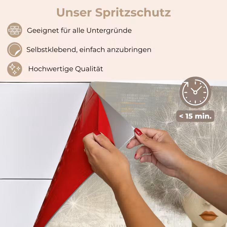 Pluis - Vrouw - Beige keuken achterwand spatscherm klein -spatscherm_DE