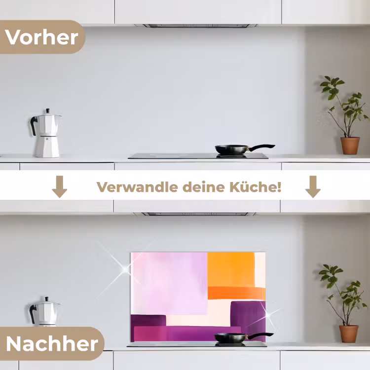 Vlakken - Abstract - Rechthoekig - Oranje keuken achterwand spatscherm klein -voor_na_DE