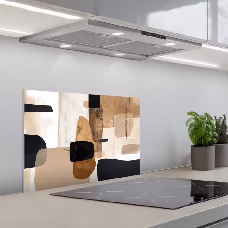 Vlakken - Abstract - Zwart - Strepen keuken achterwand spatscherm klein -3d_schuin