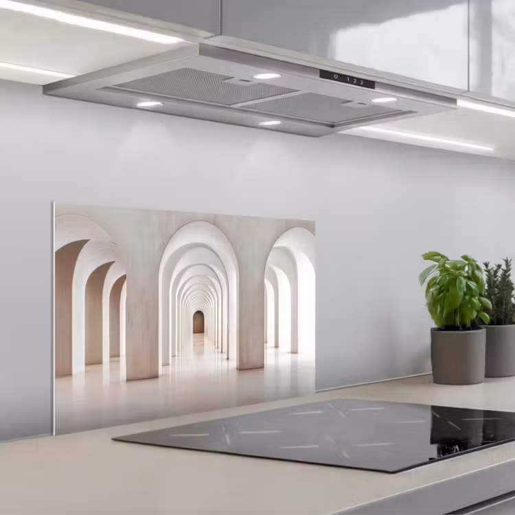 Hal - Bogen - Symmetrisch - Modern keuken achterwand spatscherm klein -3d_schuin