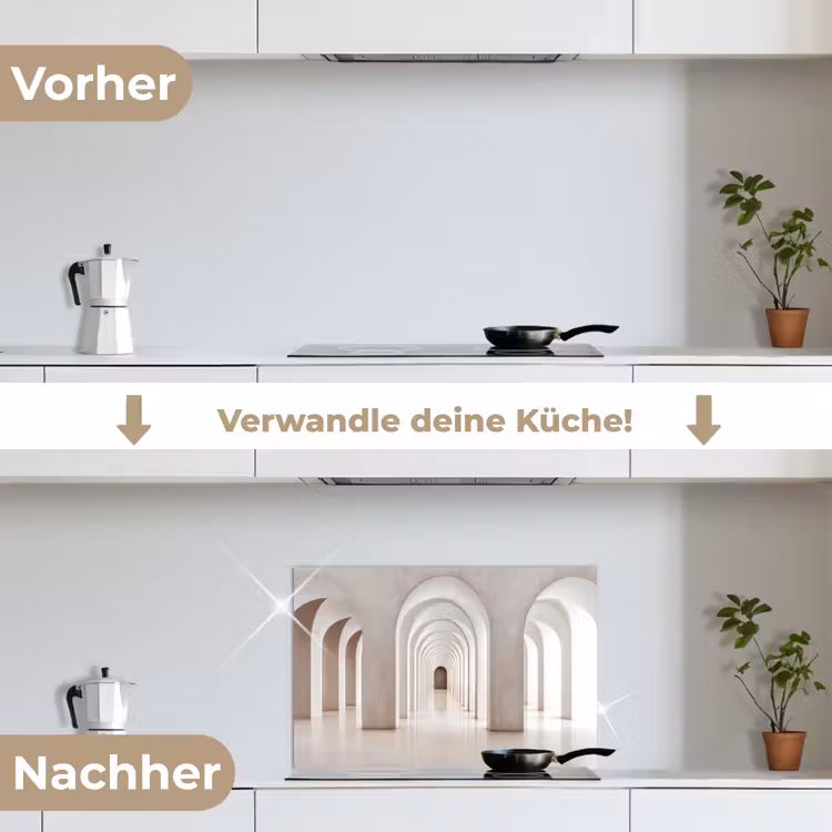 Hal - Bogen - Symmetrisch - Modern keuken achterwand spatscherm klein -voor_na_DE