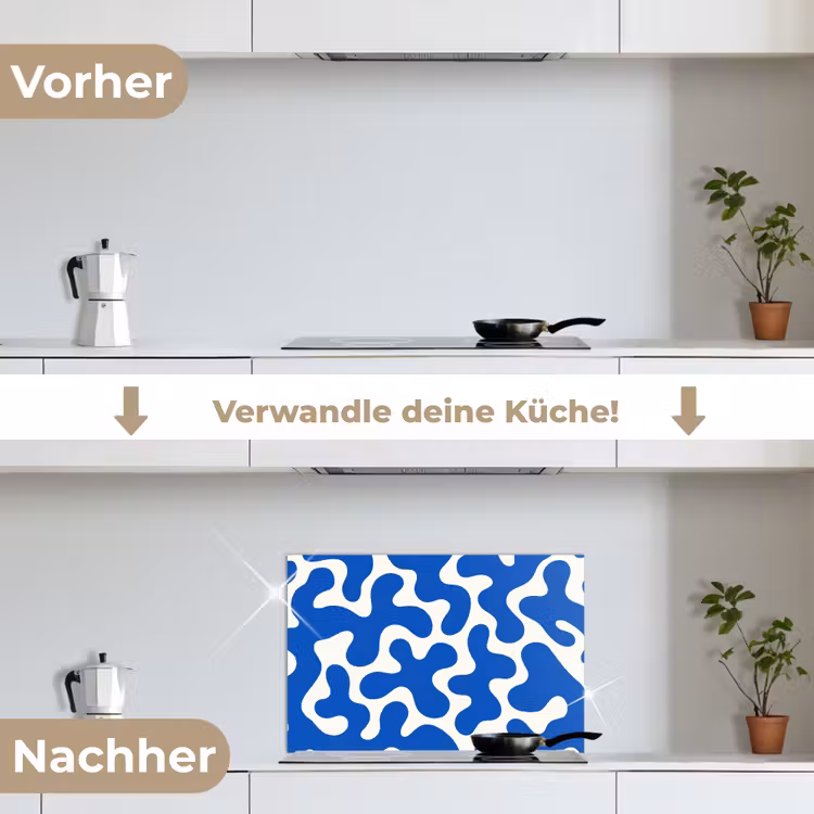 Vormen - Abstract - Blauw - Golven keuken achterwand spatscherm klein -voor_na_DE