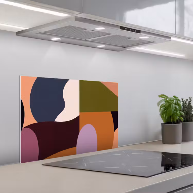 Vormen - Abstract - Kleuren - Vierkant keuken achterwand spatscherm klein -3d_schuin