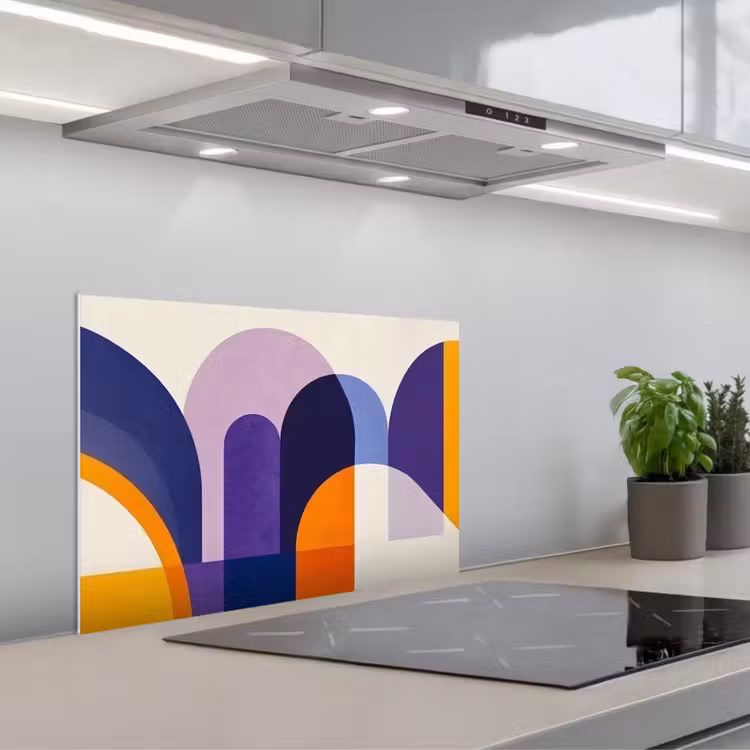 Vormen - Abstract - Grafisch - Oranje keuken achterwand spatscherm klein -3d_schuin