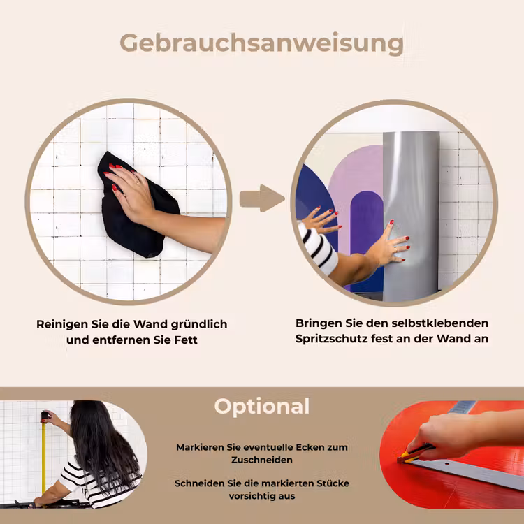 Vormen - Abstract - Grafisch - Oranje keuken achterwand spatscherm klein -gebruiksaanwijzing_DE