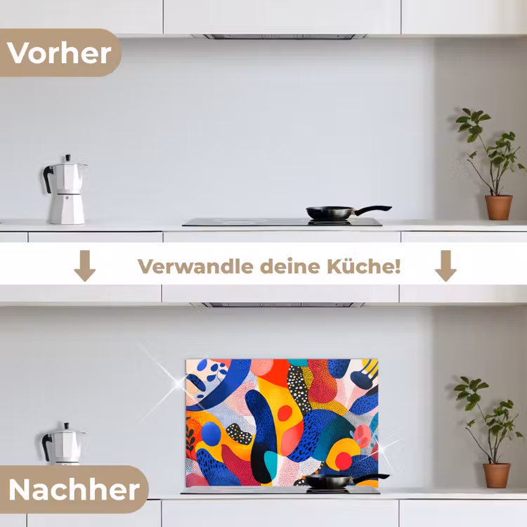 Vormen - Abstract - Stippels - Blauw keuken achterwand spatscherm klein -voor_na_DE