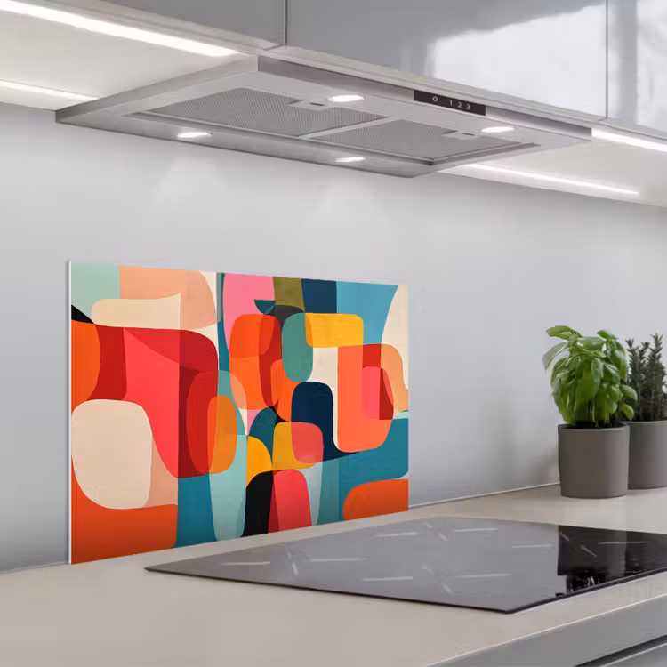 Vormen - Kleurrijk - Abstract - Vlakken keuken achterwand spatscherm klein -3d_schuin