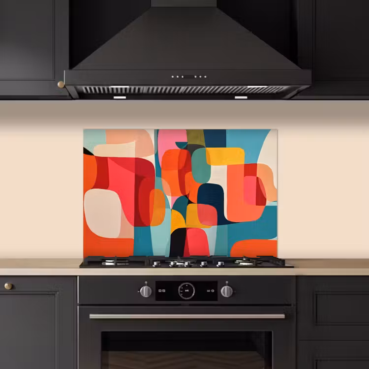 Vormen - Kleurrijk - Abstract - Vlakken keuken achterwand spatscherm klein -sfeer1