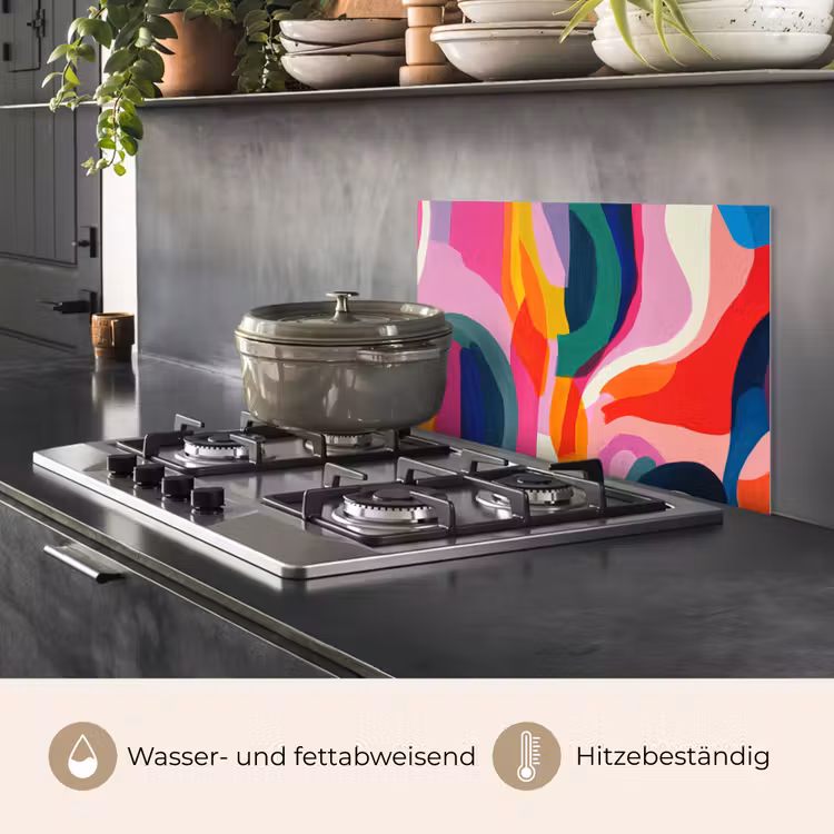 Vormen - Golvend - Abstract - Felroze keuken achterwand spatscherm klein -usp_DE