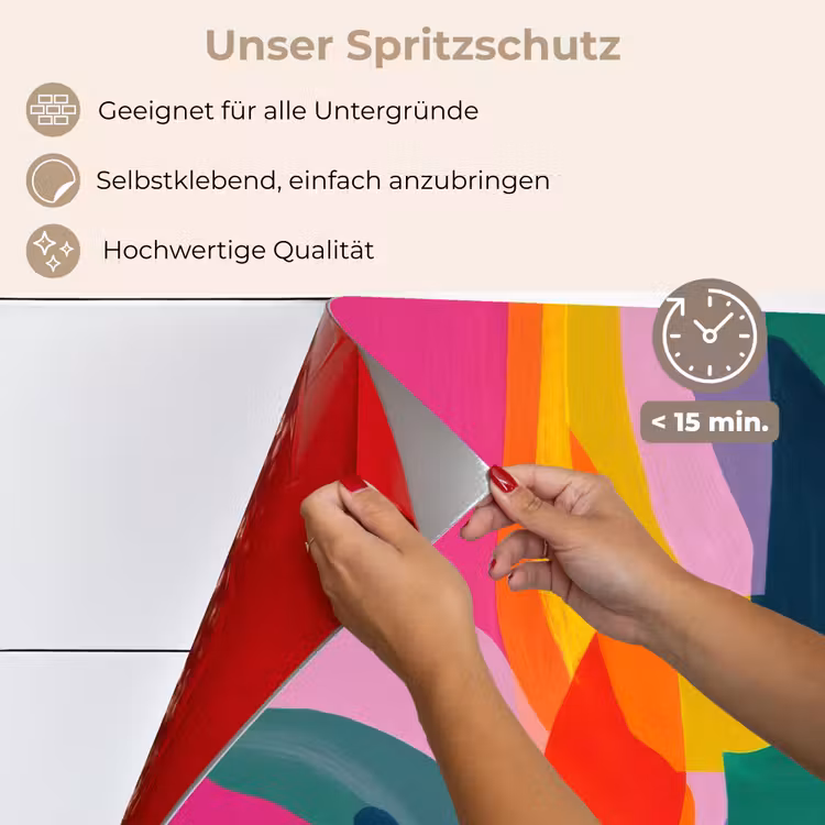 Vormen - Golvend - Abstract - Felroze keuken achterwand spatscherm klein -spatscherm_DE