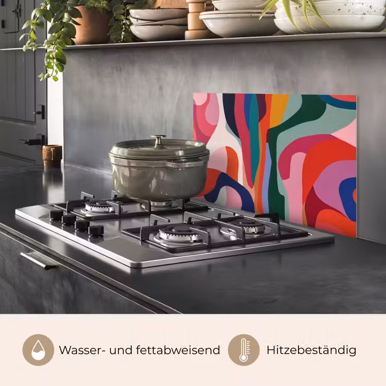 Vormen - Bochten - Kleurrijk - Abstract keuken achterwand spatscherm klein -usp_DE