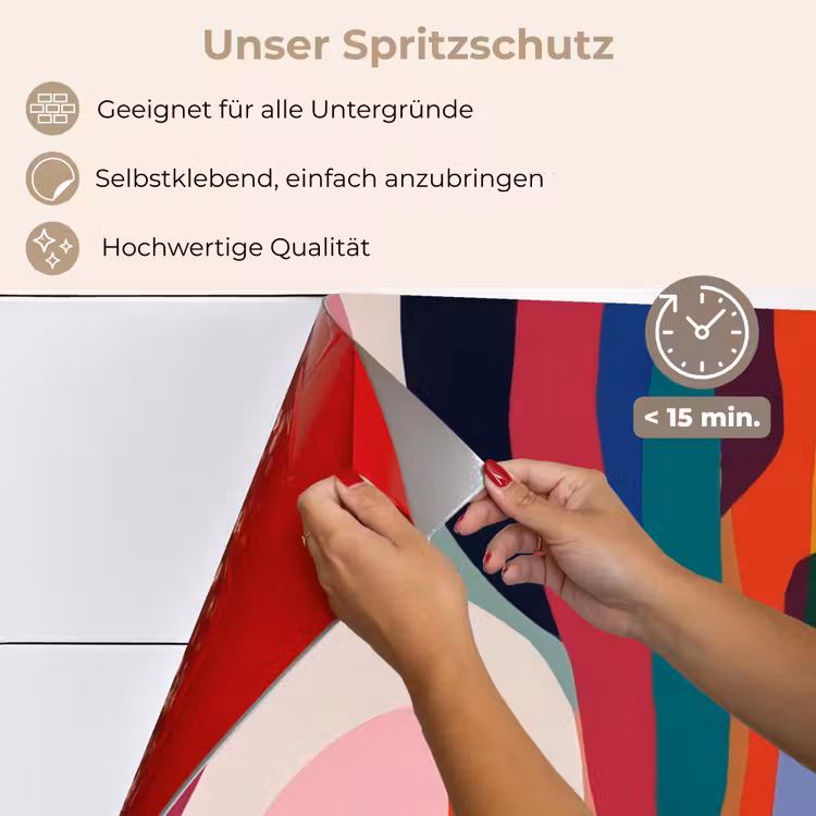 Vormen - Bochten - Kleurrijk - Abstract keuken achterwand spatscherm klein -spatscherm_DE