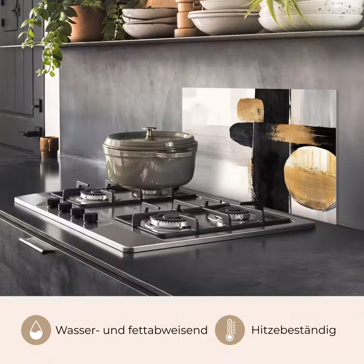 Vormen - Penseelstreken - Abstract - Goud keuken achterwand spatscherm klein -usp_DE