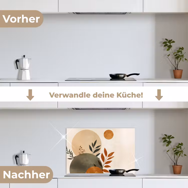 Vormen - Rond - Bladeren - Beige keuken achterwand spatscherm klein -voor_na_DE