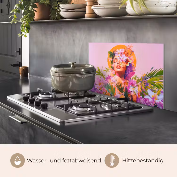 Vrouw - Abstract - Cirkel - Bloemen keuken achterwand spatscherm klein -usp_DE