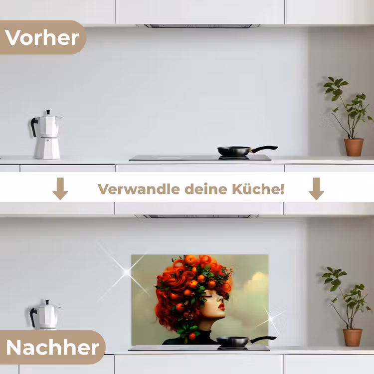 Vrouw - Appels - Rood - Bladeren keuken achterwand spatscherm klein -voor_na_DE