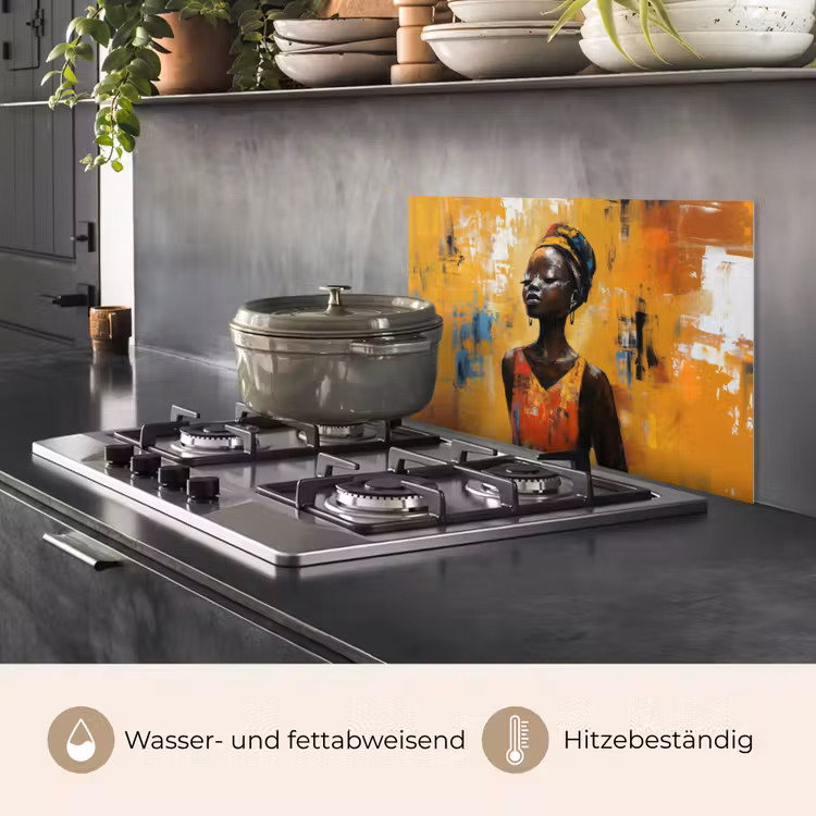 Vrouw - Ogen - Penseelstreken - Geel keuken achterwand spatscherm klein -usp_DE