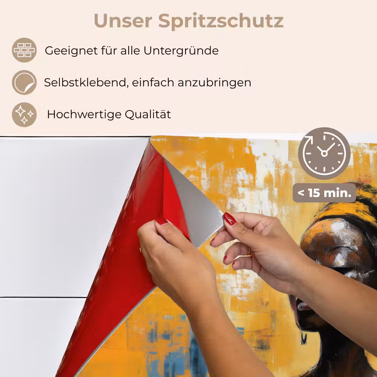 Vrouw - Ogen - Penseelstreken - Geel keuken achterwand spatscherm klein -spatscherm_DE