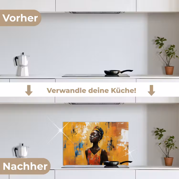Vrouw - Ogen - Penseelstreken - Geel keuken achterwand spatscherm klein -voor_na_DE