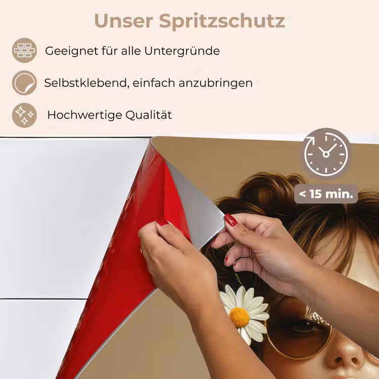 Vrouw - Beige - Bloem - Modern - Portret keuken achterwand spatscherm klein -spatscherm_DE