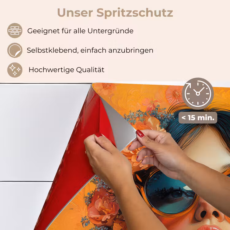 Vrouw - Bloemen - Aesthetic - Oranje keuken achterwand spatscherm klein -spatscherm_DE