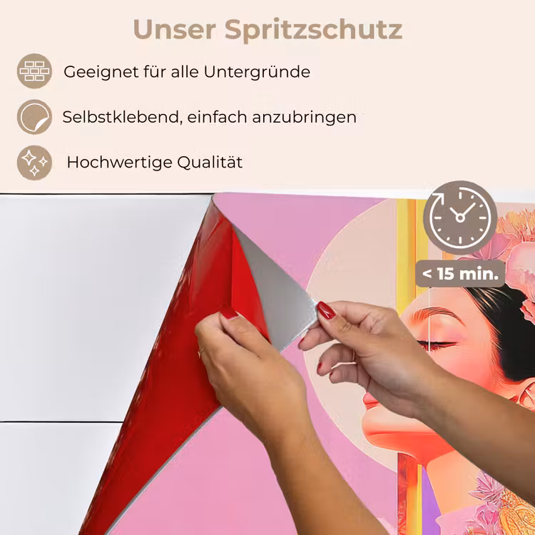 Vrouw - Bloemen - Paars - Abstract keuken achterwand spatscherm klein -spatscherm_DE