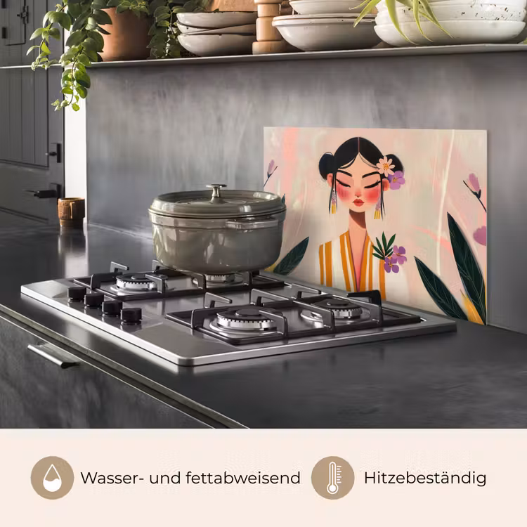 Vrouw - Bloemen - Pastel keuken achterwand spatscherm klein -usp_DE