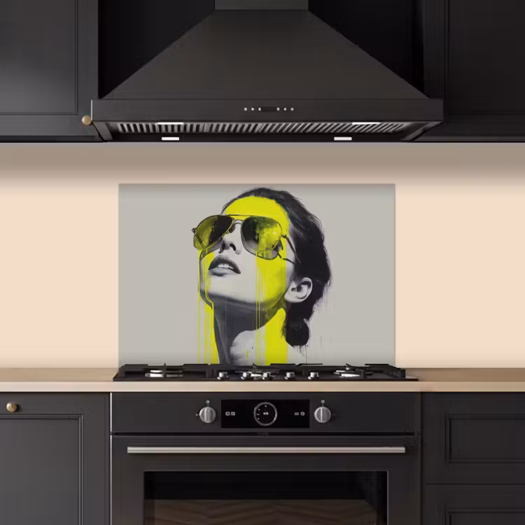 Vrouw - Bril - Verf keuken achterwand spatscherm klein -sfeer1