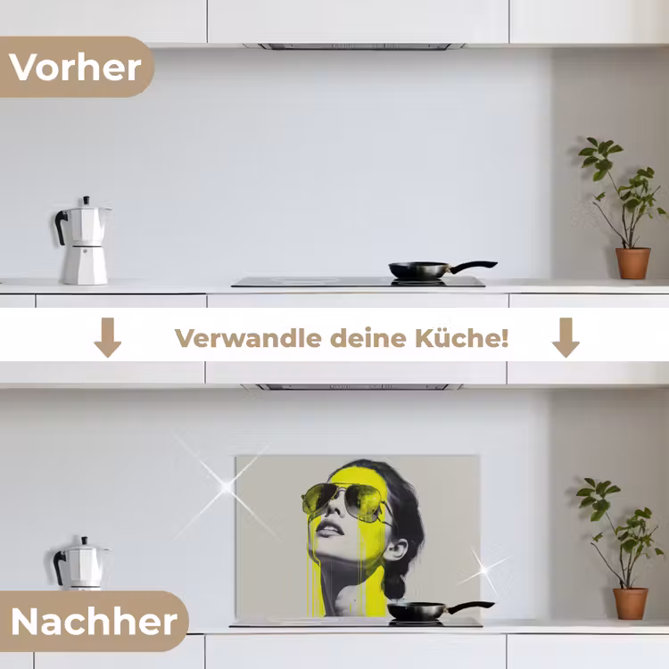 Vrouw - Bril - Verf keuken achterwand spatscherm klein -voor_na_DE