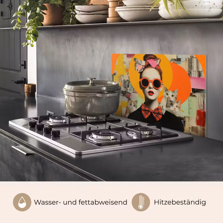 Vrouw - Bril - Strik - Retro keuken achterwand spatscherm klein -usp_DE
