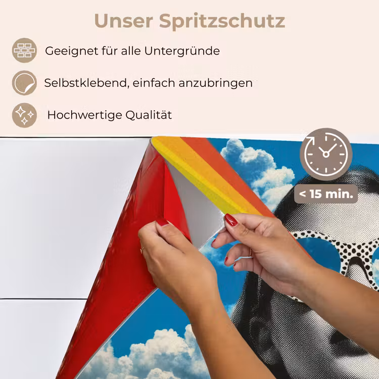 Vrouw - Bril - Regenboog - Wolken keuken achterwand spatscherm klein -spatscherm_DE