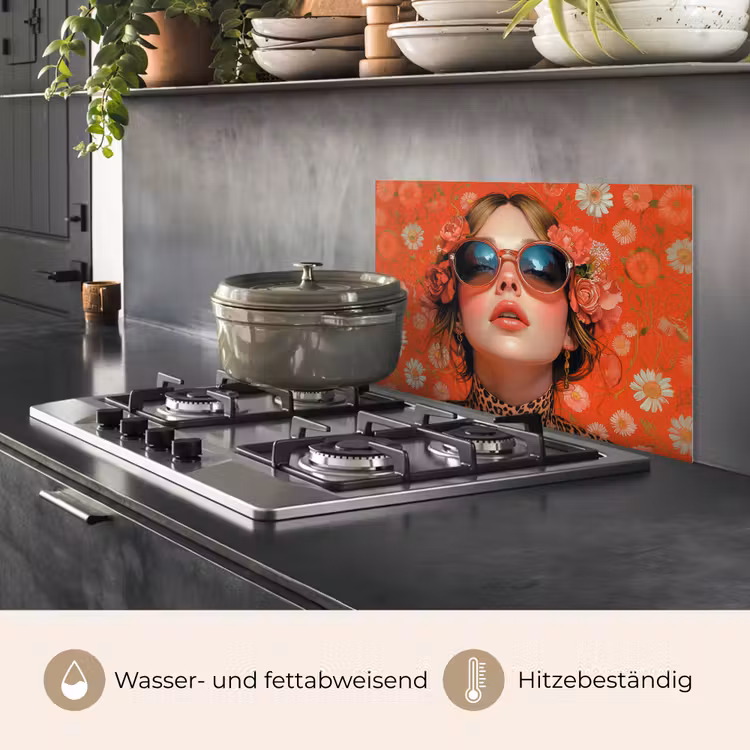 Vrouw - Kleurrijk - Dierenprint - Bloemen keuken achterwand spatscherm klein -usp_DE